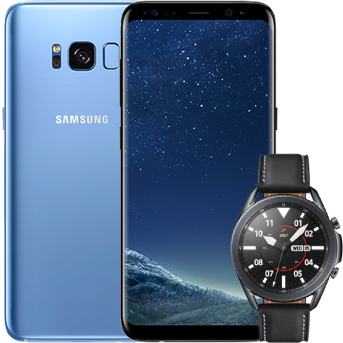 Samsung Galaxy Watch 3 45mm and Samsung Galaxy S8 Samsung Galaxy Watch 3 45mm and Samsung Galaxy S8