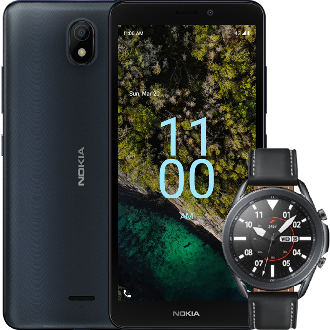Samsung Galaxy Watch 3 45mm and Nokia C110 Samsung Galaxy Watch 3 45mm and Nokia C110