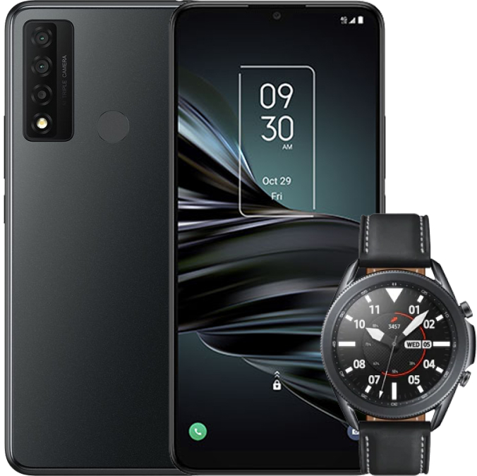 Samsung Galaxy Watch 3 45mm and TCL 20 XE Samsung Galaxy Watch 3 45mm and TCL 20 XE