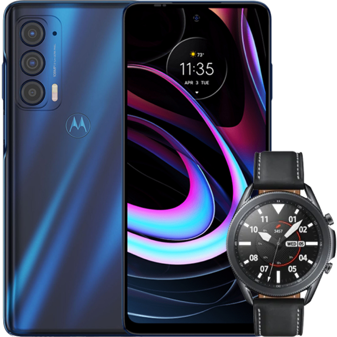 Samsung Galaxy Watch 3 45mm and Motorola Moto Edge 5G 2021 Samsung Galaxy Watch 3 45mm and Motorola Moto Edge 5G 2021