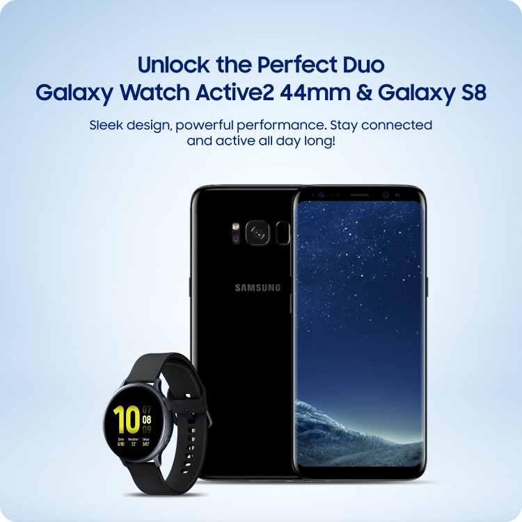 Bundle Samsung Galaxy Watch Active 44mm and Samsung Galaxy S8